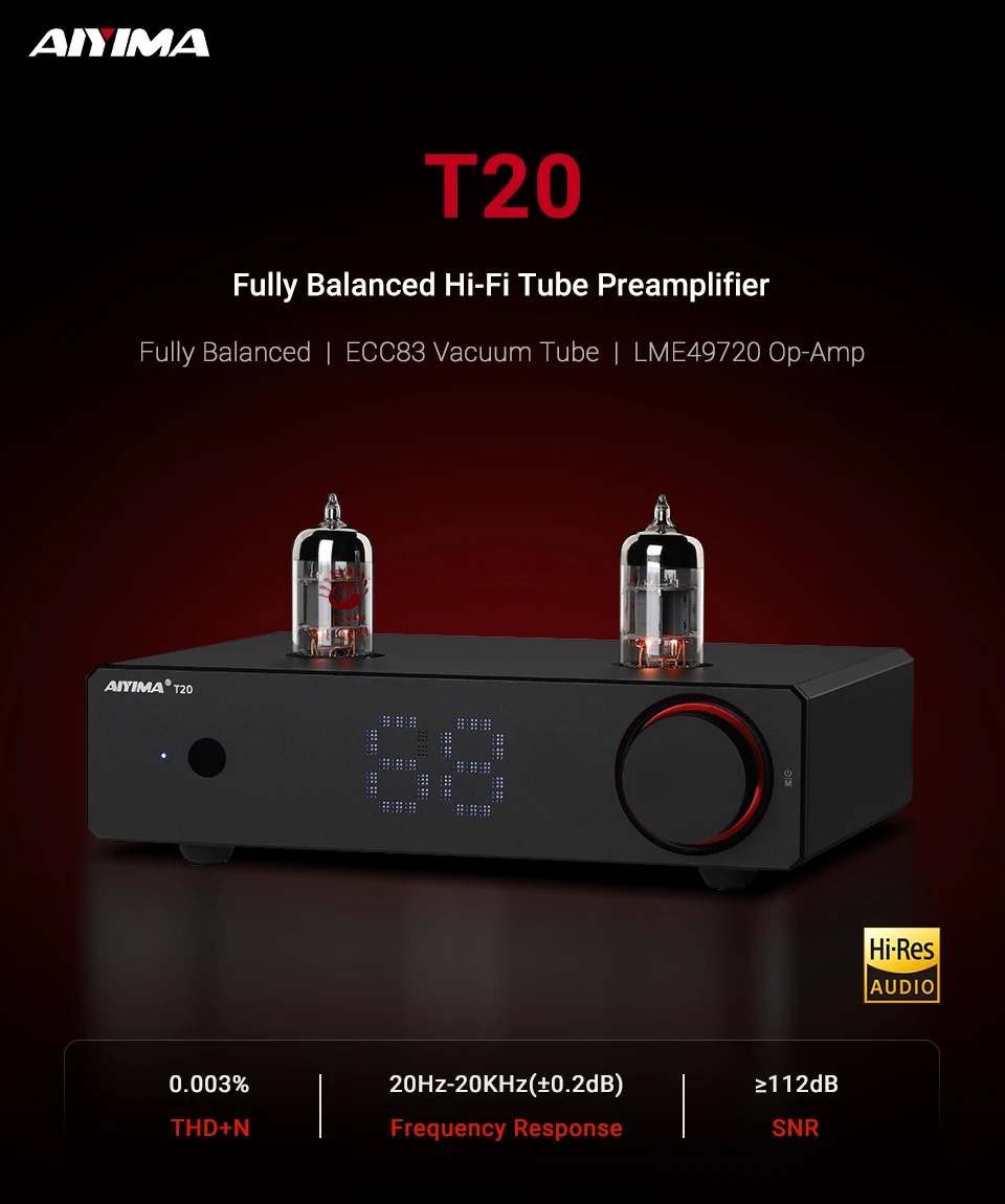 AIYIMA T20 Röhren-Vorverstärker ECC83 Vollständig Symmetrischer Vorverstärker RCA XLR Eingang HiFi Stereo DAC AMP 12V Trigger-Ausgang – Detail 3