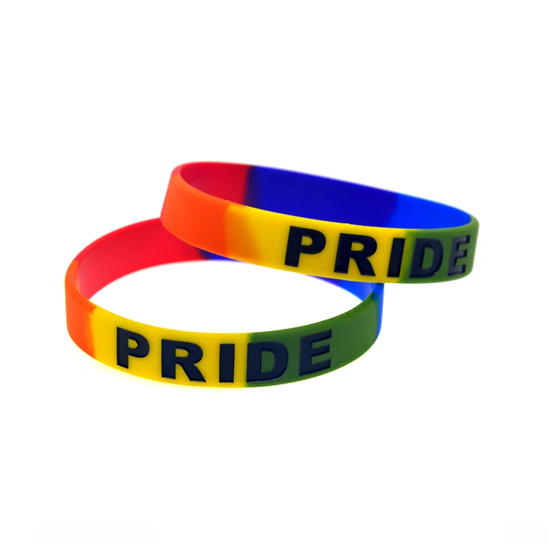 1 PC Subsection Blue Green Yellow Orange Red Color Pride Silicone Wristband Unisex Bracelet