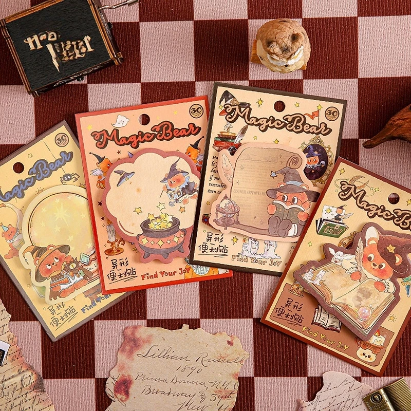 8 pezzi di serie Magic Bear Sticky Note Simpatico orso appiccicoso Libro di convenienza per l'annormalità degli studenti
