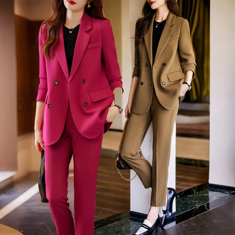 

Rose Red Suit Jacket for Women Spring and Autumn 2023 New Business Suit Dignified Goddess Fan High-End Casual Suit