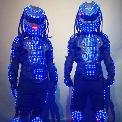 Traje de robot LED, traje de luz led para baile, ropa de actuación, ropa de escenario, traje luminoso