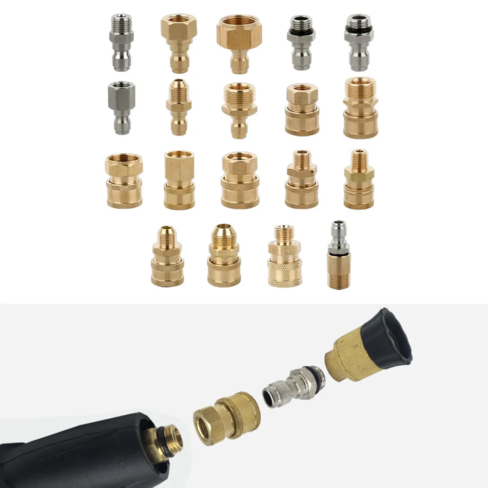 1pc G1/4 High Pressure Washer Coupler Copper Quick Connect Fitting Male Thread Car Washer Adapter Garden Irrigation Joint Access