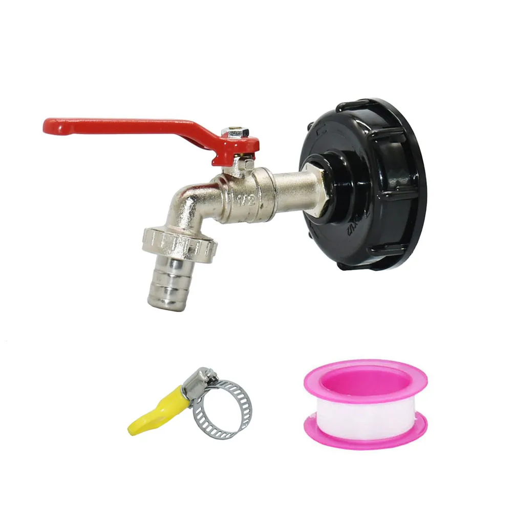 Adaptador de grifo de tanque IBC, boquilla con rosca S60X6, manguera de jardín de 15mm, grifo de conexión rápida, tanque de aleación, accesorio de