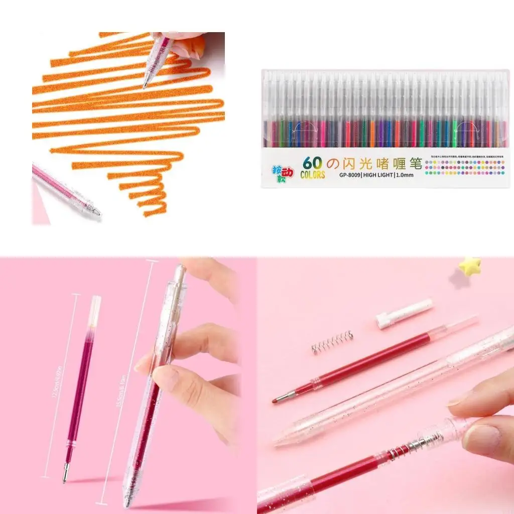 

Y5LB Retractable Colored Gel Pen Shimmering Gel Inks Pen 1.0MM for Journal Notebook