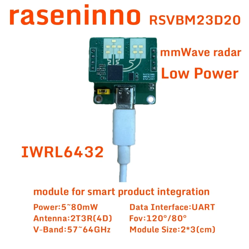 raseninno Low Power mmWave radar sensor module robotics RSVBM23D20 Doorbell People Presence Motion and Tracking  Smart Life Home