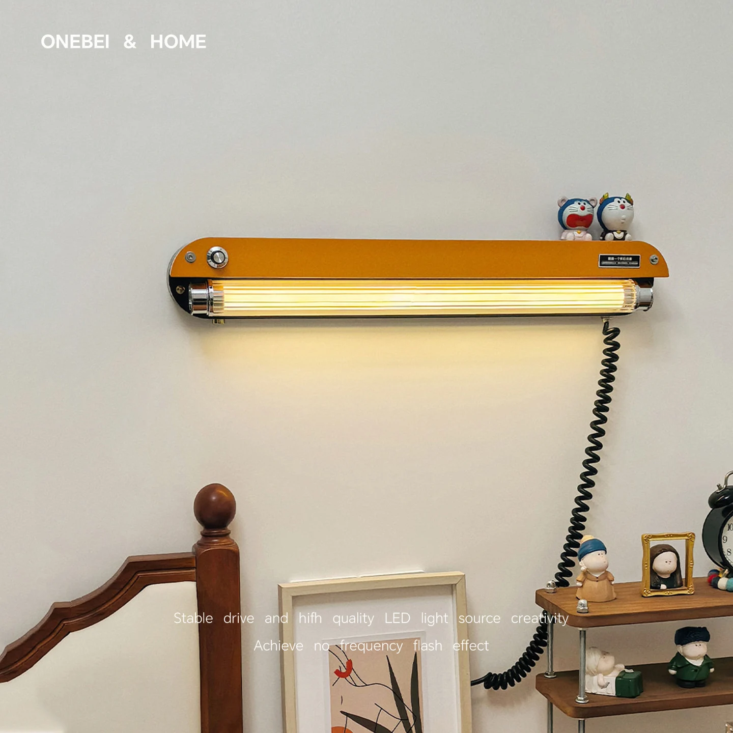 Mid Ancient Style Long StripWall Lamp Nostalgic Retro Wall Lamp Bedside Bedroom Living Room Sofa Background Home Decoration Lamp