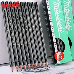 Uni 12PCS/Set H-14B Wooden Lead Pencils Set Professional Drawing Journal Premim Writing lapices For Artists Students Stationery