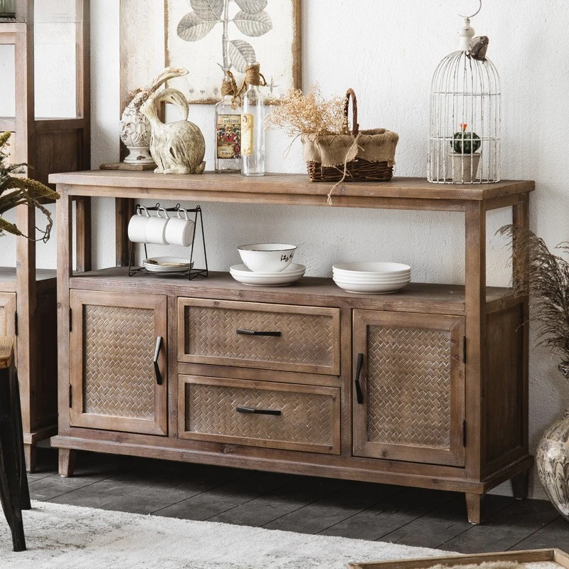 

Solid wood retro dining side cabinet storage American country living room old locker B & B dining cabinet creative decoration