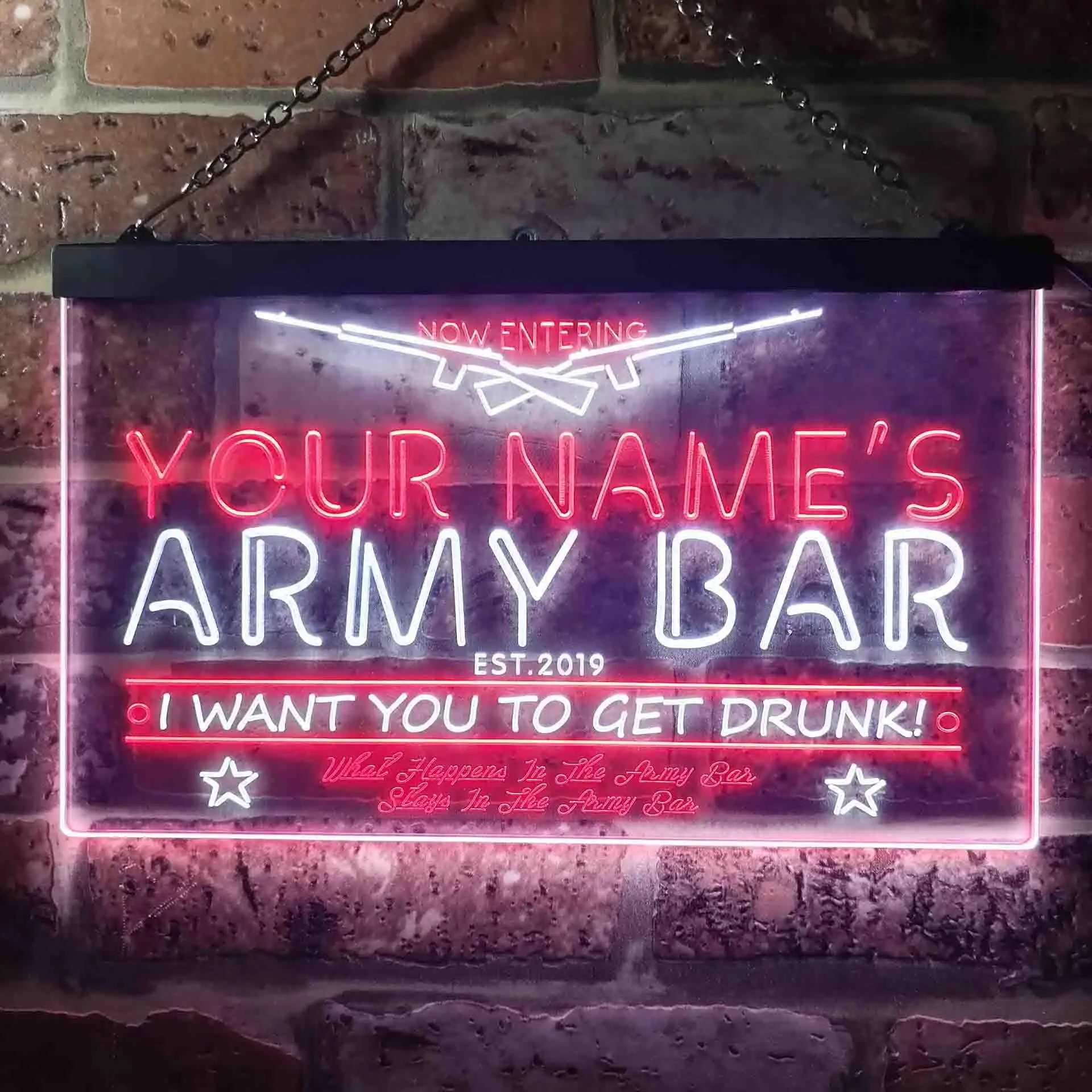 

Personalized Army Man Cave Bar Beer Dual Color Led Neon Sign st6-tq1-tm
