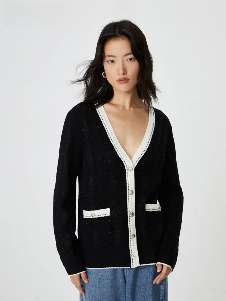 Faionable V-Ne Open Vest Gebreide Trui Dames Patchwork Kleur Blo Design College Sle Herfst Winter Nieuwe collectie