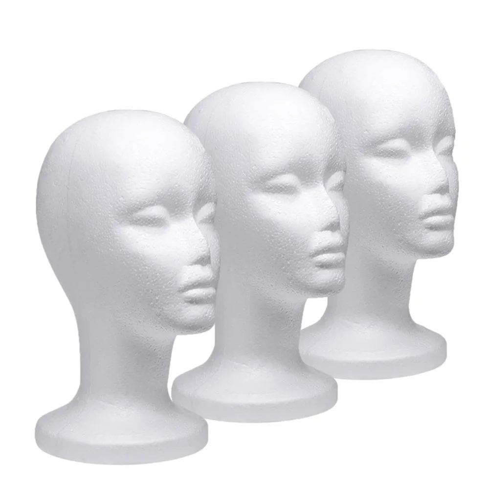 

1Pack Foam Wig Head, Female Mannequin Head Wig Display Stand Holder, Cosmetics Model Head White Foam Heads Glasses Mask Hat