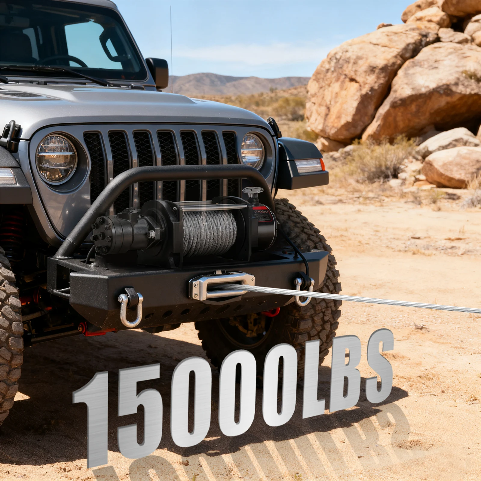 

Hydraulic Winch: 15000LBS / 2/5" x 78FT Steel Cable Winch for Rescue Truck Trailer Vehicle Recovery - Fuel Hoses & Slip Hook Included