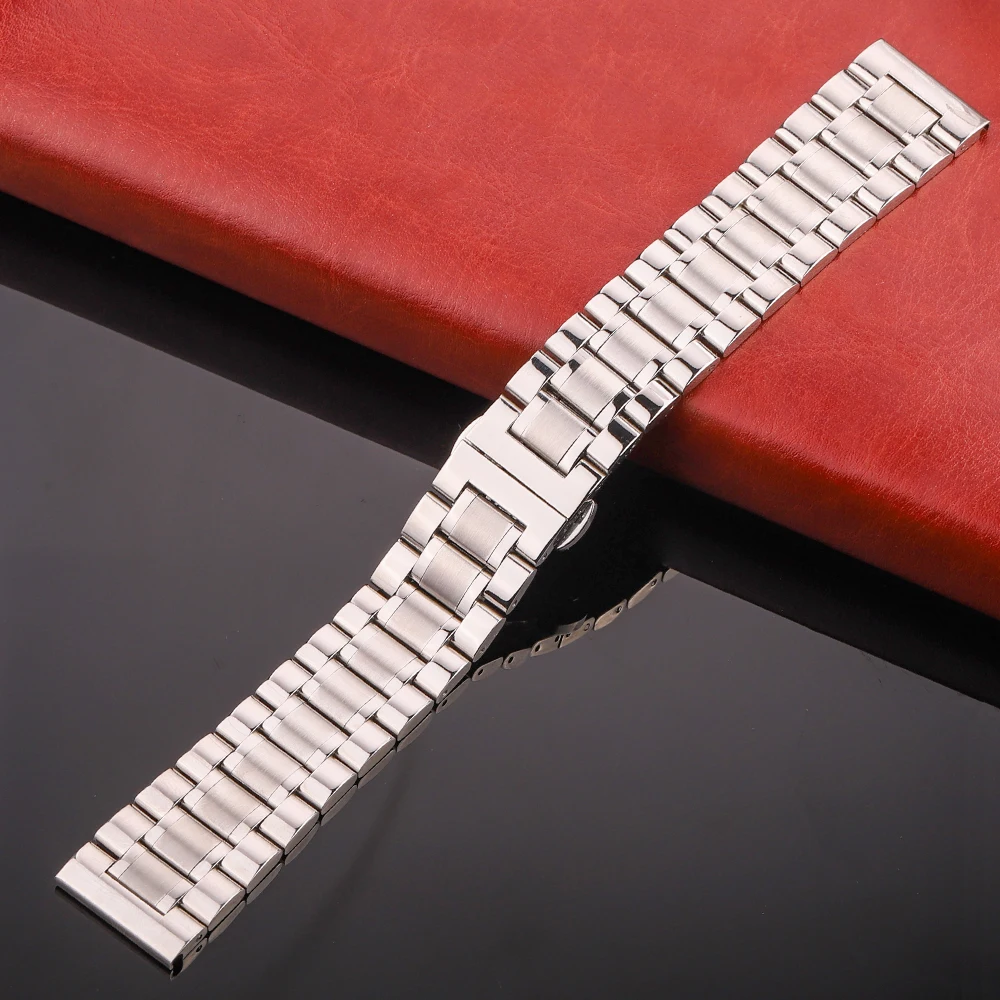 Stainless Steel Watchband Bracelet Universal Metal Strap 16mm to 24mm Solid Watch Band for Men Fine Steel Accessories image 4
