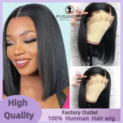 Brazilian Straight Lace Frontal Wigs 13x4 Transparent Lace Front Human Hair Wigs For Women Short Bob Wigs Pre Plucked Sale
