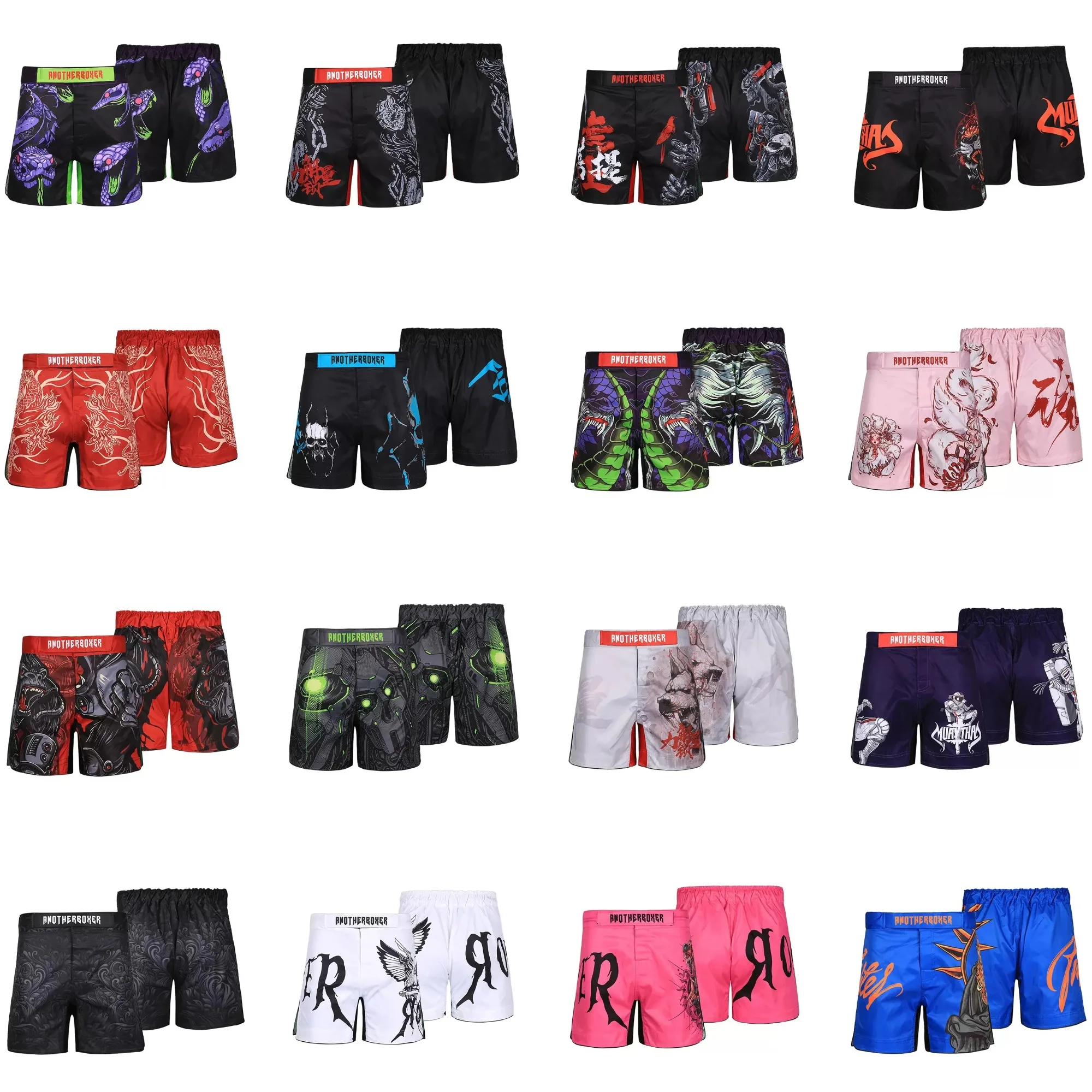 Dragon Skull Tattoo MMA Boxshorts mit elastischem Bund, Kampfshorts für Sparring, Match, Gym-Training, BJJ, Muay Thai, Grappling-Hosen
