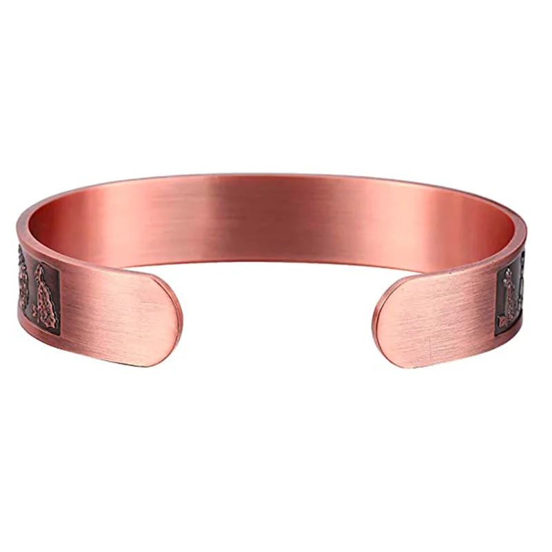 Pure Copper Bracelet for Men and Ring Magnetic Therapy for Arthritis 7.4inch Adjustable to Fit Most Wrist Viking Jewelry