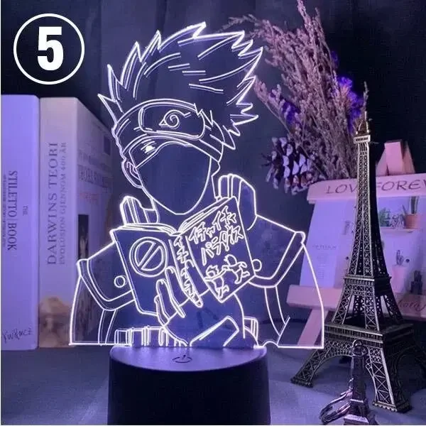 Naruto Kakashi Personagens Anime 3D Luzes Noturnas LED, Modelo Variável, Logotipo de Ação, Lâmpada de Iluminação, Decoração do Partido, 7 Cores, 16 Cores