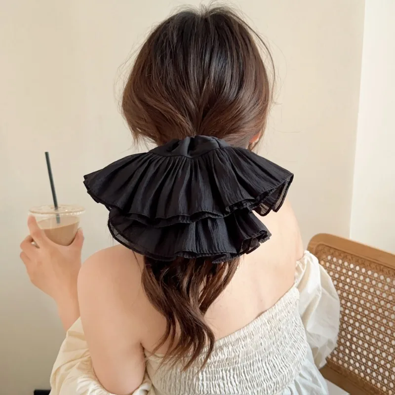 Korea Pleated Multi-layer Oversized Scrunchie Headdress 2024 Spring Summer Fashion Design Women Large Hair Band Hair Accessories