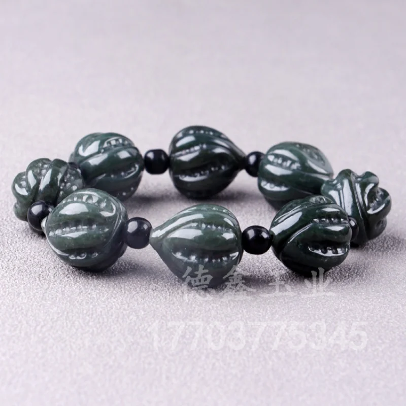 Hetian Gray Jade Factory Direct Supply Walnut Bracelet Hand Carved Delivery Supported 2pc