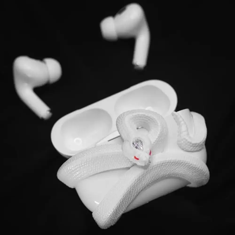 와인딩 스네이크 수지 이어폰 보호 케이스 AirPods Pro/Pro 1 2 3 4 용 3D 스네이크 장식 이어폰 커버
