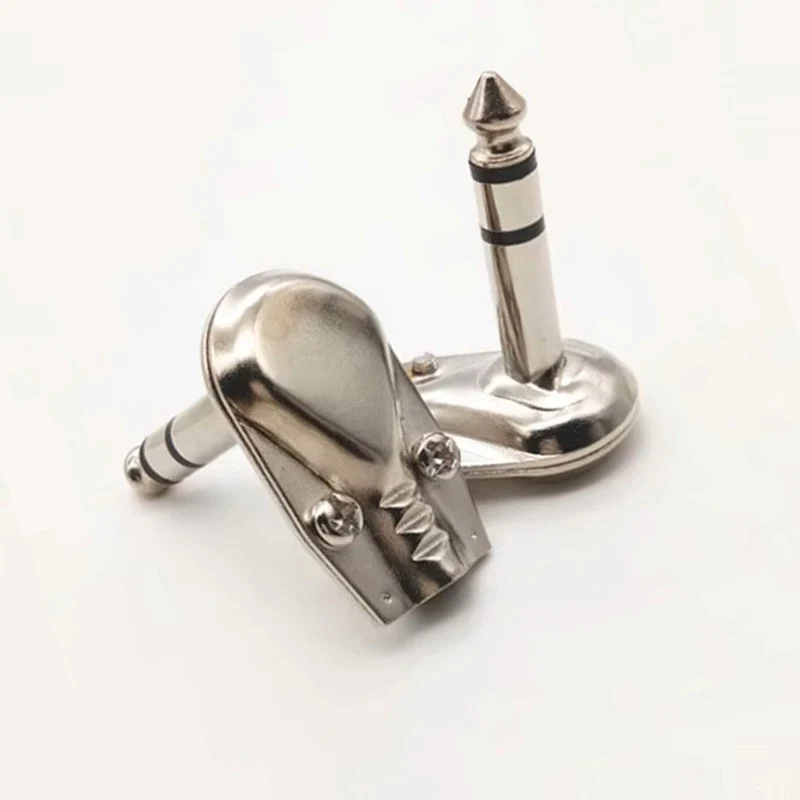 2pcs  6.5mm Guitar Audio Cable 1/4 Inch Connector Brass Gold Plated 6.35mm Mono 2 Pole Jack 90 Degree Right Angle L Type Plug