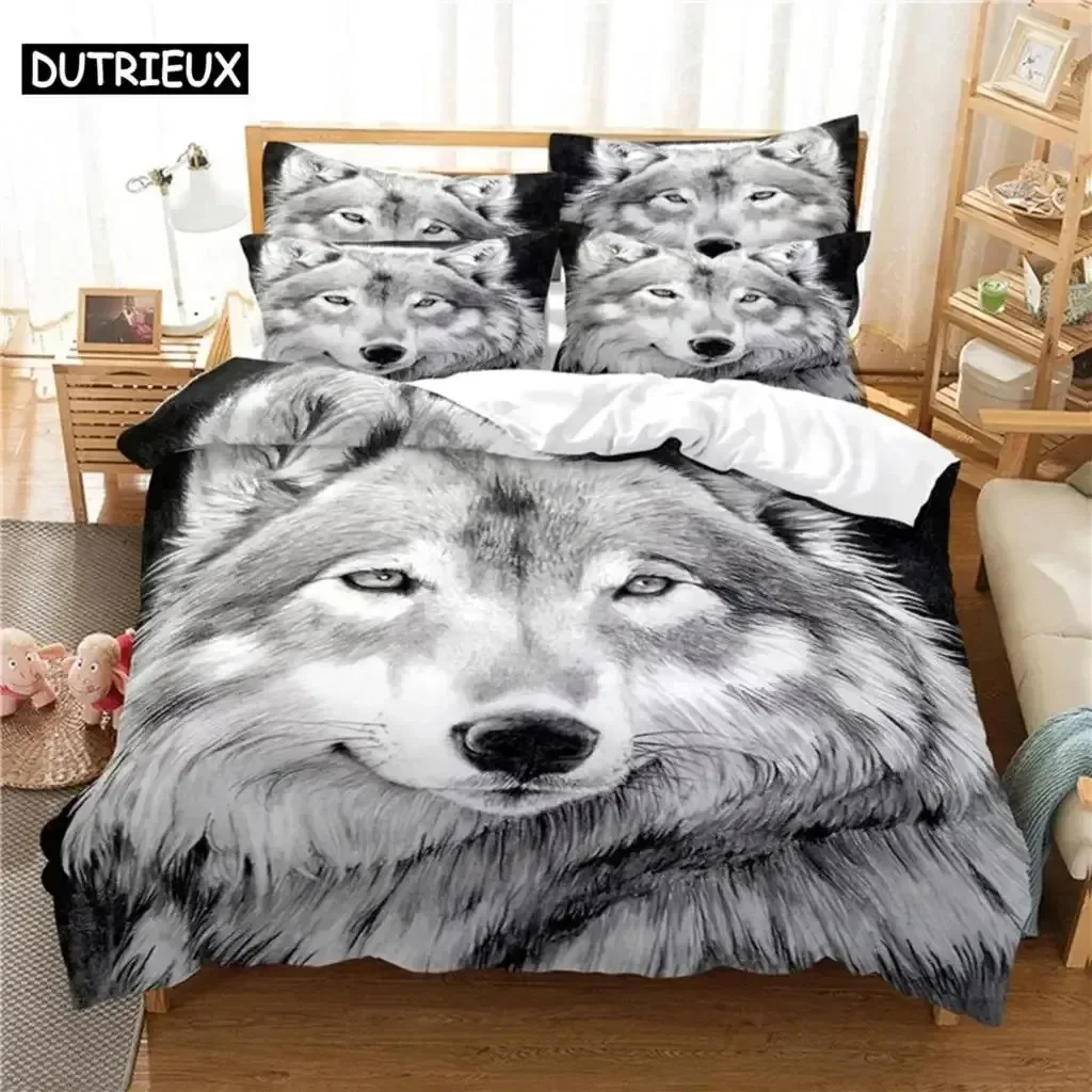 

Luxury New 3D Print Love Wolf Comfortable Duvet Quilt Cover Pillowcase Bedding Set Children Bedroom Decoration Home Textile