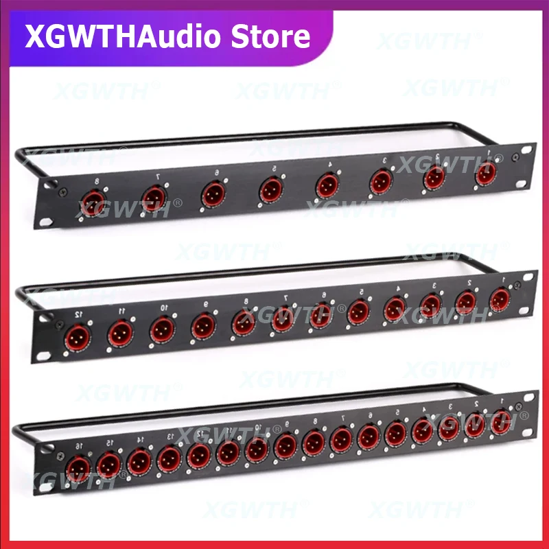 Rack Patch Panel 12 16 Way XLR Male Connnector 1U Flight Case Mount for SpeakOn Speaker Socket Loudspeaker Audio Cable Dj Mixer