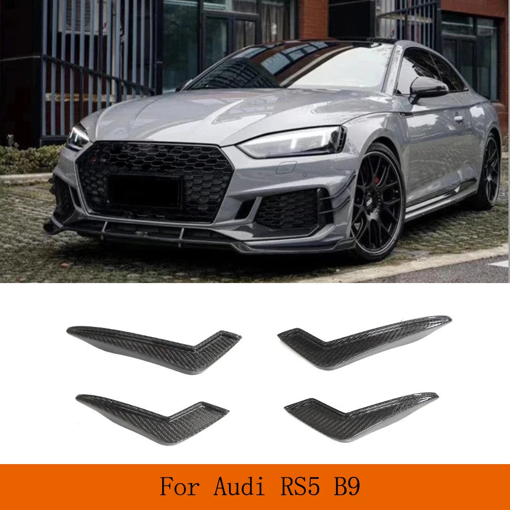 

Car Front Body Kits Splitters Canards for Audi A5 S5 Sline RS5 B9 2018-2020 RealCarbon Fiber Front Canards Fins Splitters