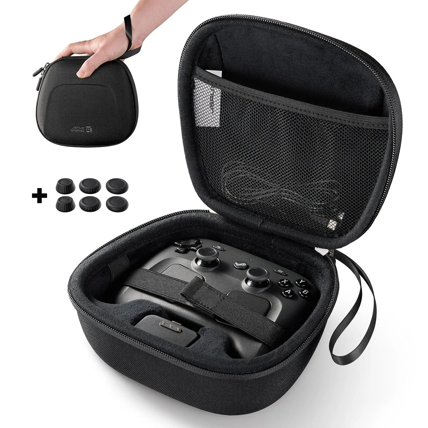 Hard Case for Steam Controller 2 (2026),Hard Protection Case With Puck Slot, Mesh Pocket, Wool-Blend Shell, Plush Lining, BG0146