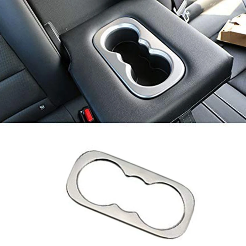 Auto Accessory Chrome Matte Rear Central Water Cup Holder Frame Cover Trim For Renault Koleos 2017 2018 2019 / ABS image 3