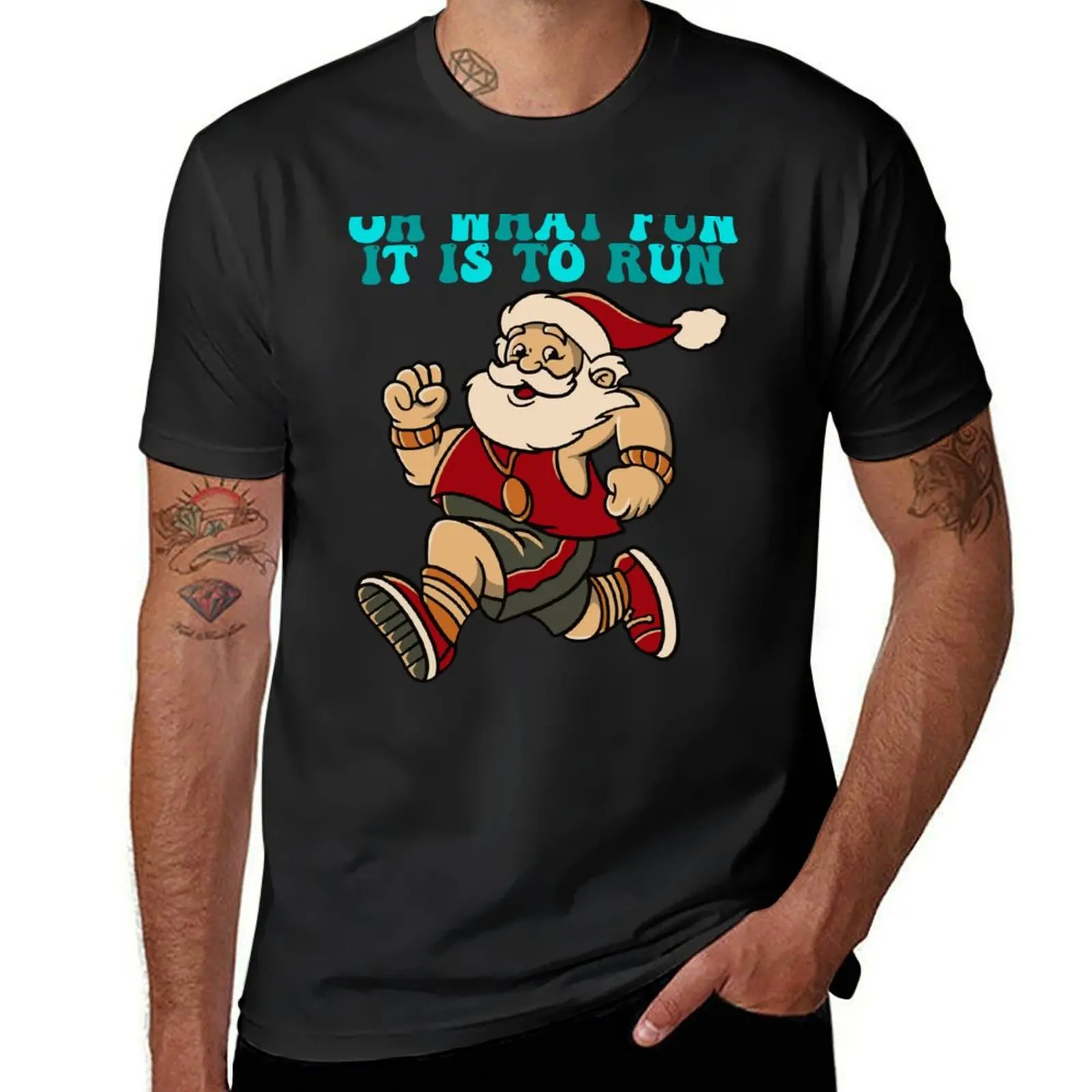 Oh What Fun It Is To Run Christmas Running Santa T-Shirt anime hippie clothes sports fans t shirt for men