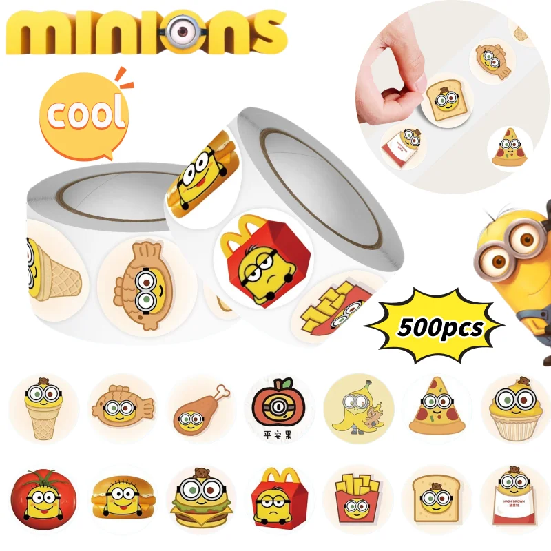 

Minions Despicable Me Bob Roll Paste High Color Value Cartoon Printing Student Hand Book Waterproof Desktop Decoration 500pcs