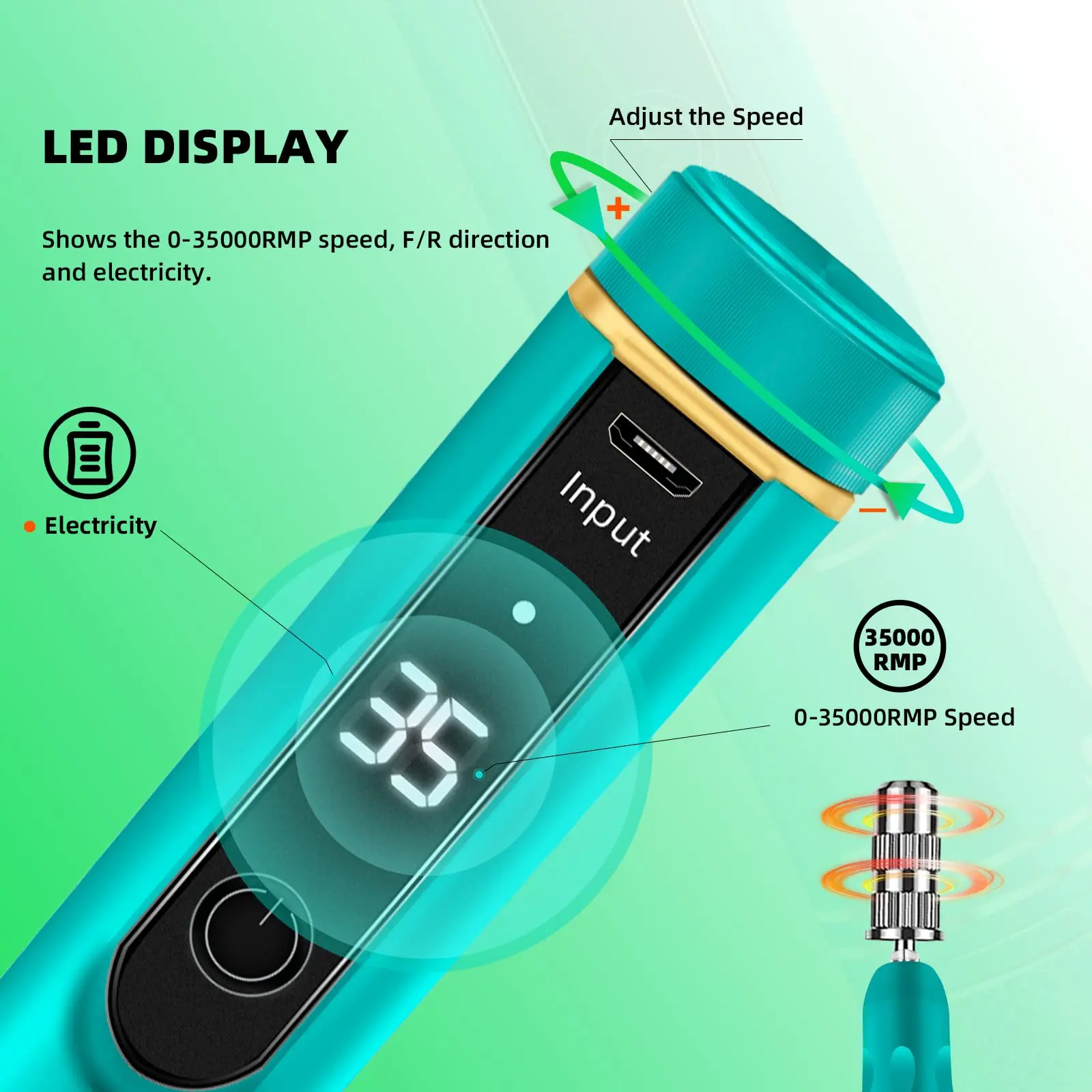 Taladro eléctrico inalámbrico para uñas, herramienta recargable para pulir Gel, bolígrafo para salón de belleza, 35000RPM