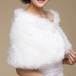 Ivory Plush Shawl Comfortable Lightweight Faux Fur Wrap Warm Shawls Skin Friendly Breathable Bridal Cape Women