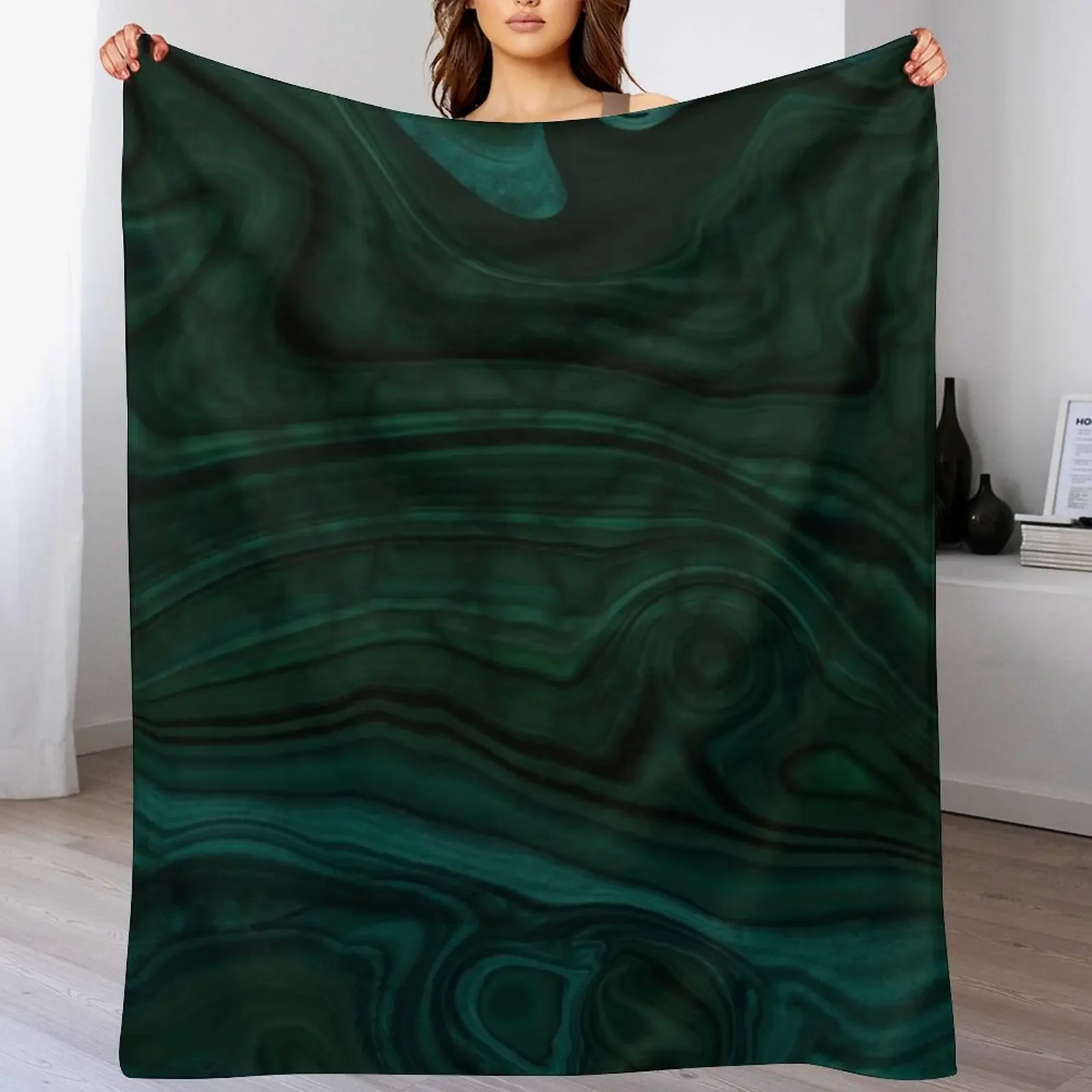 

Emerald Green Malachite Pattern Throw Blanket Soft Solid Color Blanket for Couch Bed