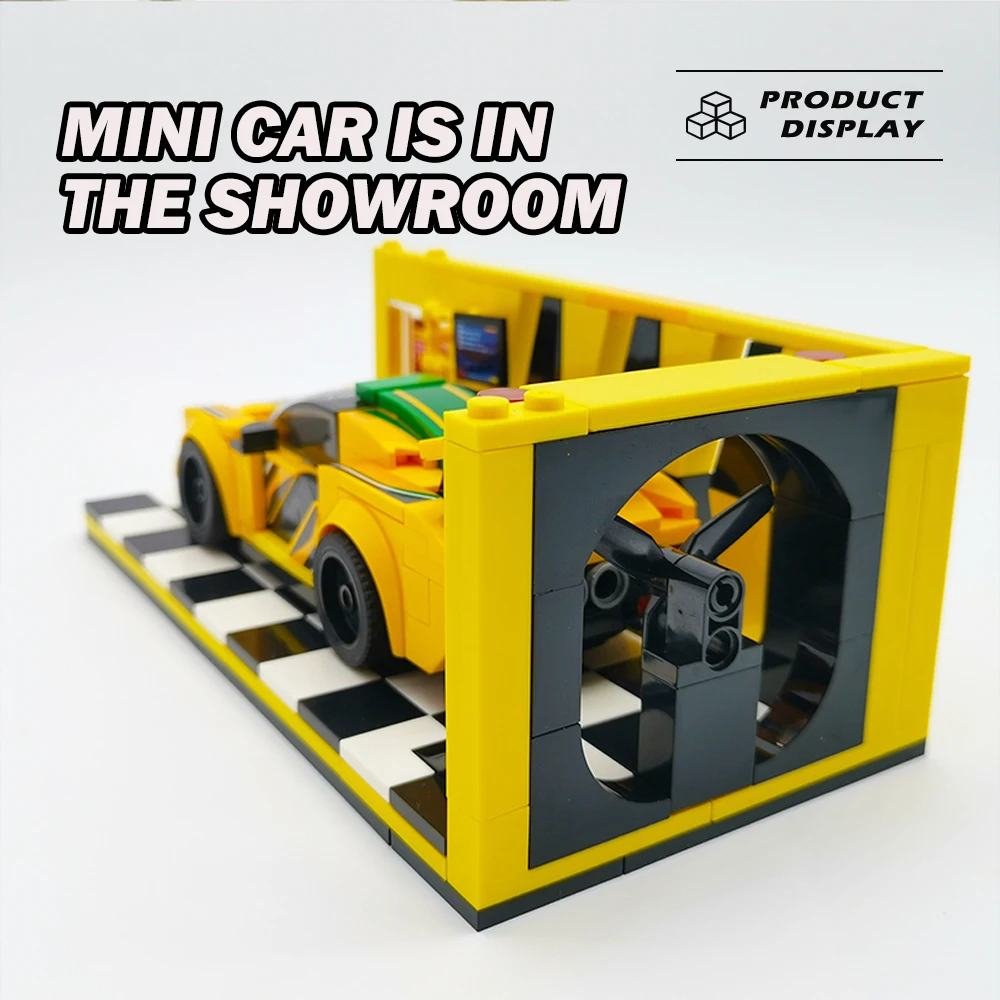 مكعبات بناء تخزين السيارات الرياضية التقنية نموذج أصفر لوقوف السيارات صالة عرض صغيرة الطوب ألعاب بلاستيكية عالية التقنية لهدايا الأطفال #3