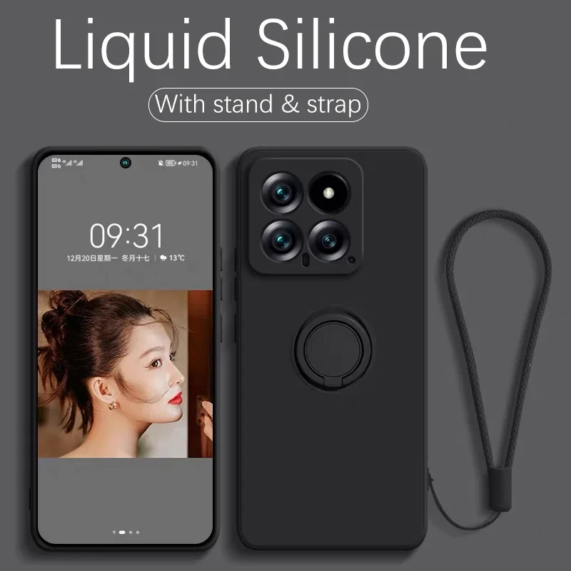 Original Liquid Silicone Ring Holder Case For iPhone 15 14 13 12 11 Pro Max Mini Xs XR 7 8 Plus SE Bracket Magnetic Cover Strap image 3