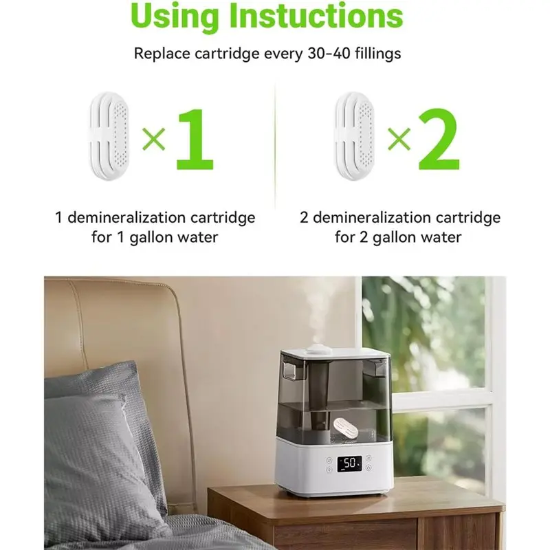 B90B-For LEVOIT Top Fill Humidifiers, Humidifier Water Cleaner 10-Pack Demineralization Cartridges-Efficiently Reduce Dust& Odor