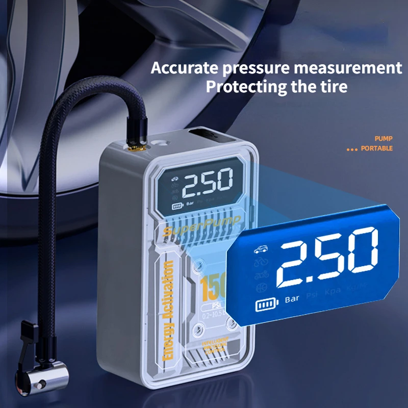 

Автомобильный насос для накачивания, портативный мощный электрический беспроводной насос для накачивания шин для использования в автомобиле, надувной цилиндр