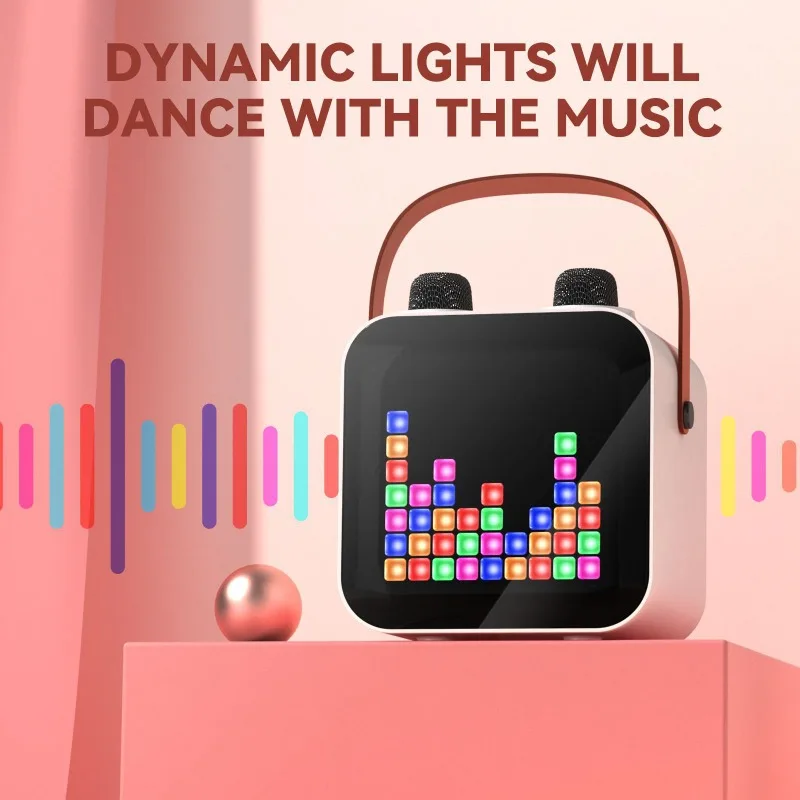 

SP100 Беспроводной Bluetooth-динамик Открытый портативный караоке-машина с двойным микрофоном RGB-экран Воспроизведение USB-карт TF