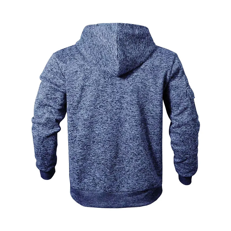 Amerikanischer Herren-Sweater aus schwerem Samt, Retro-Stil, mit kationischen Taschen, Kapuze und Reißverschluss, trendiger Sportpullover für Männer – Detail 7
