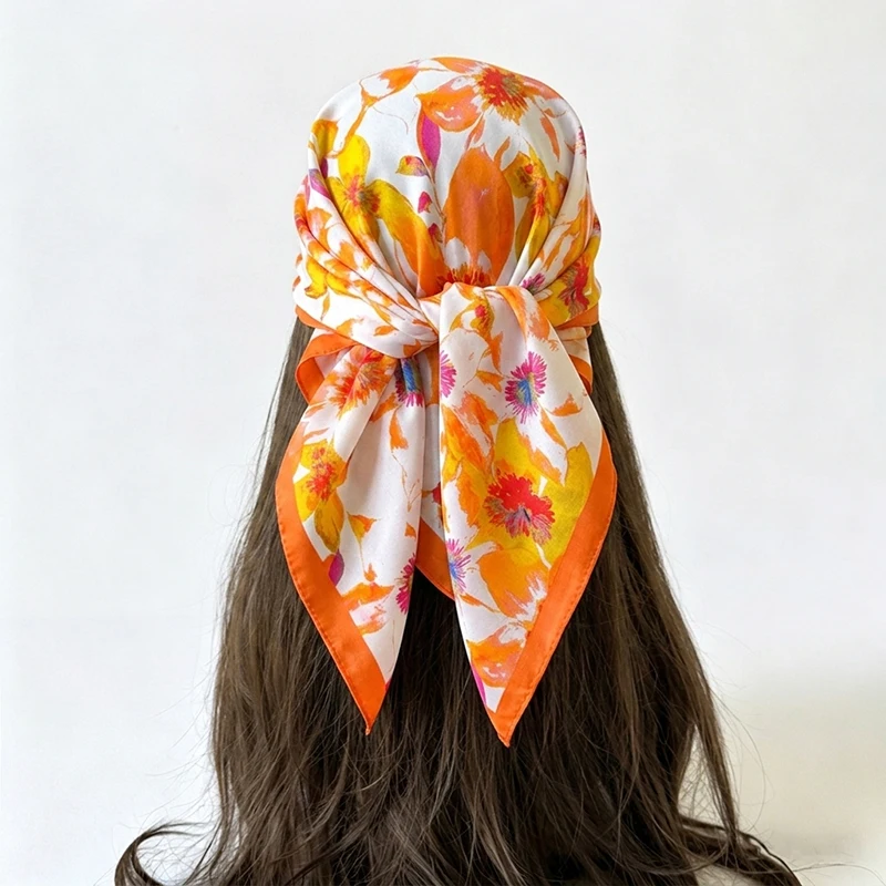 

Luxury Scarf Neckerchief Hijab Square Turban Female Print Headscarf Headband Shawl Bandana Windproof Handkerchief Wraps Fashion