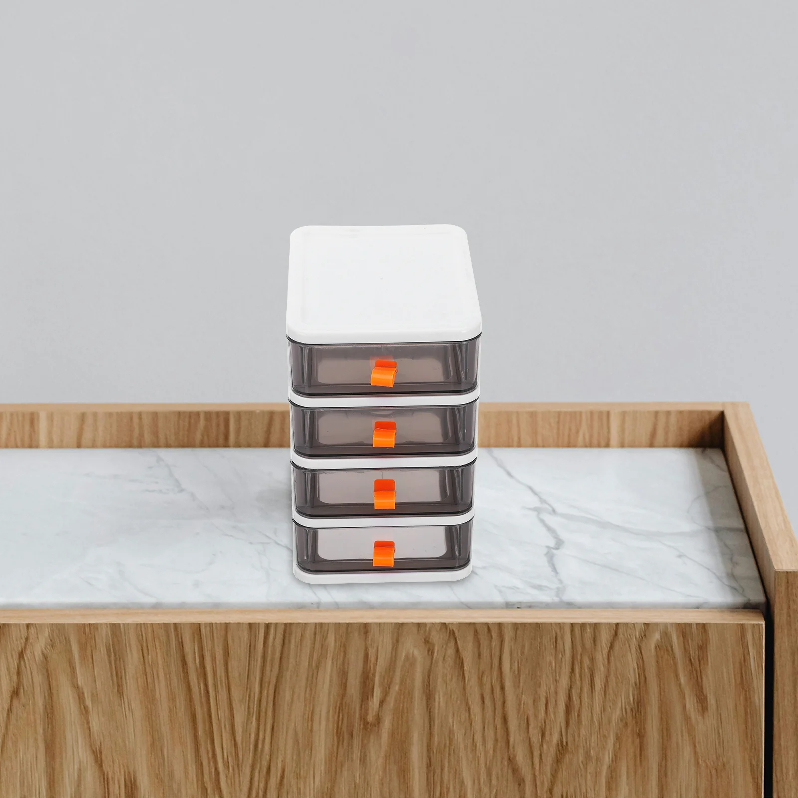 منظم درج بلاستيكي متعدد الطبقات، صندوق تخزين شفاف قابل للتكديس لمكتب المكتب والقرطاسية والمكياج لتخزين العناصر الصغيرة #2