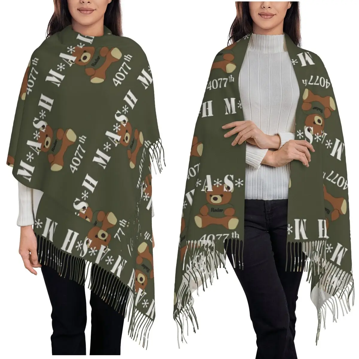 

Mash Medic 4077, армейский шарф США, шарфы с кисточками для женщин, мягкие теплые шали и накидки, большая осенне-зимняя шаль