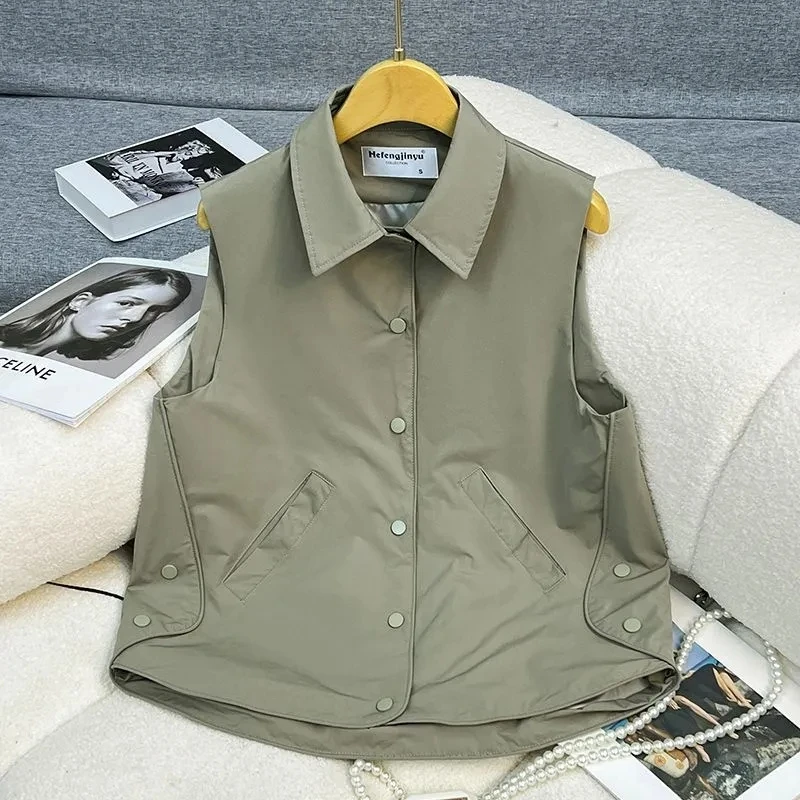 Women Design Vest Coats Summer Spring 2026 New Lapel Casual Sleeveless Jacket Loosely Stacked Waistcoat Outwear Ladies Top Tide