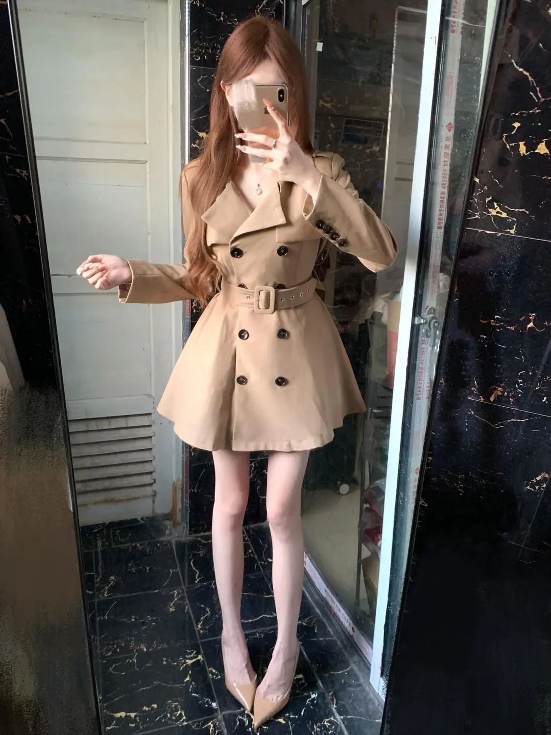

Sweet Hot Girl Commuter Long-sleeved Trench Coat Women's Autumn Double-breasted Belted Trench Coat Fashion Female Clothes