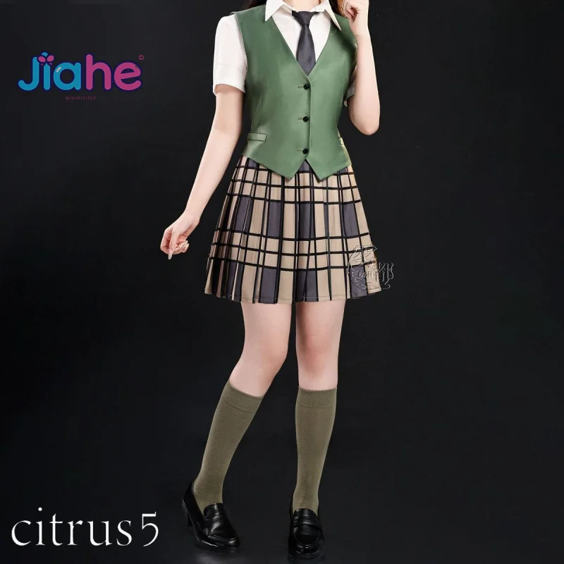 

Aihara Yuzu Aihara Mei Anime Citrus Cosplay Costume Girl Cute JK Uniform Campus Shirt Skirt Tie Sock Set Halloween Christma Gift