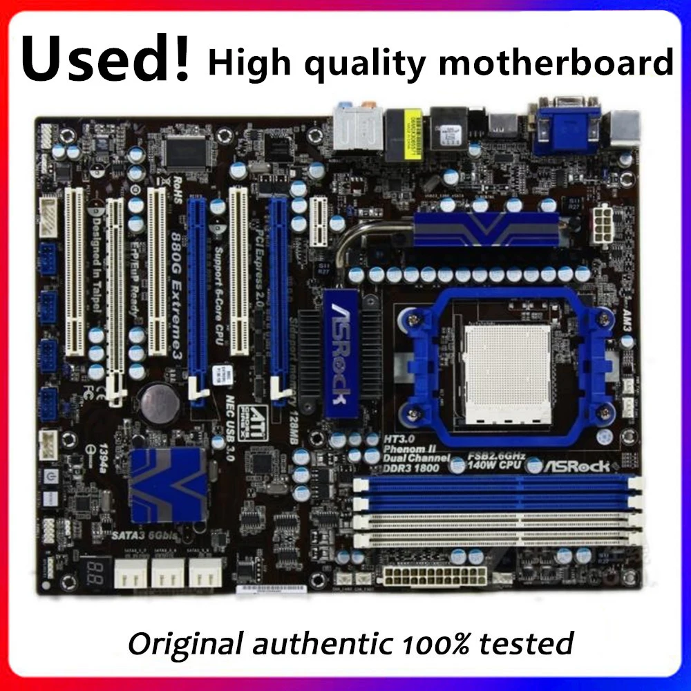 

For ASRock 880G Extreme3 Motherboard Socket AM3 DDR3 For AMD 880G Original Desktop Mainboard SATA II Used Mainboard