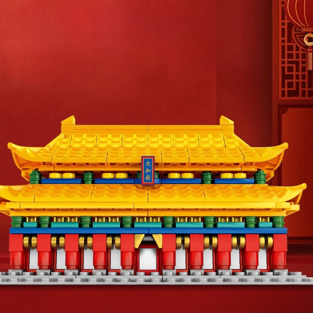 MOC Ancient Imperial Palace Museum Taihe Hall Building Blocks Set Castle Tower Architecture Toys Children Birthday Holiday Gifts