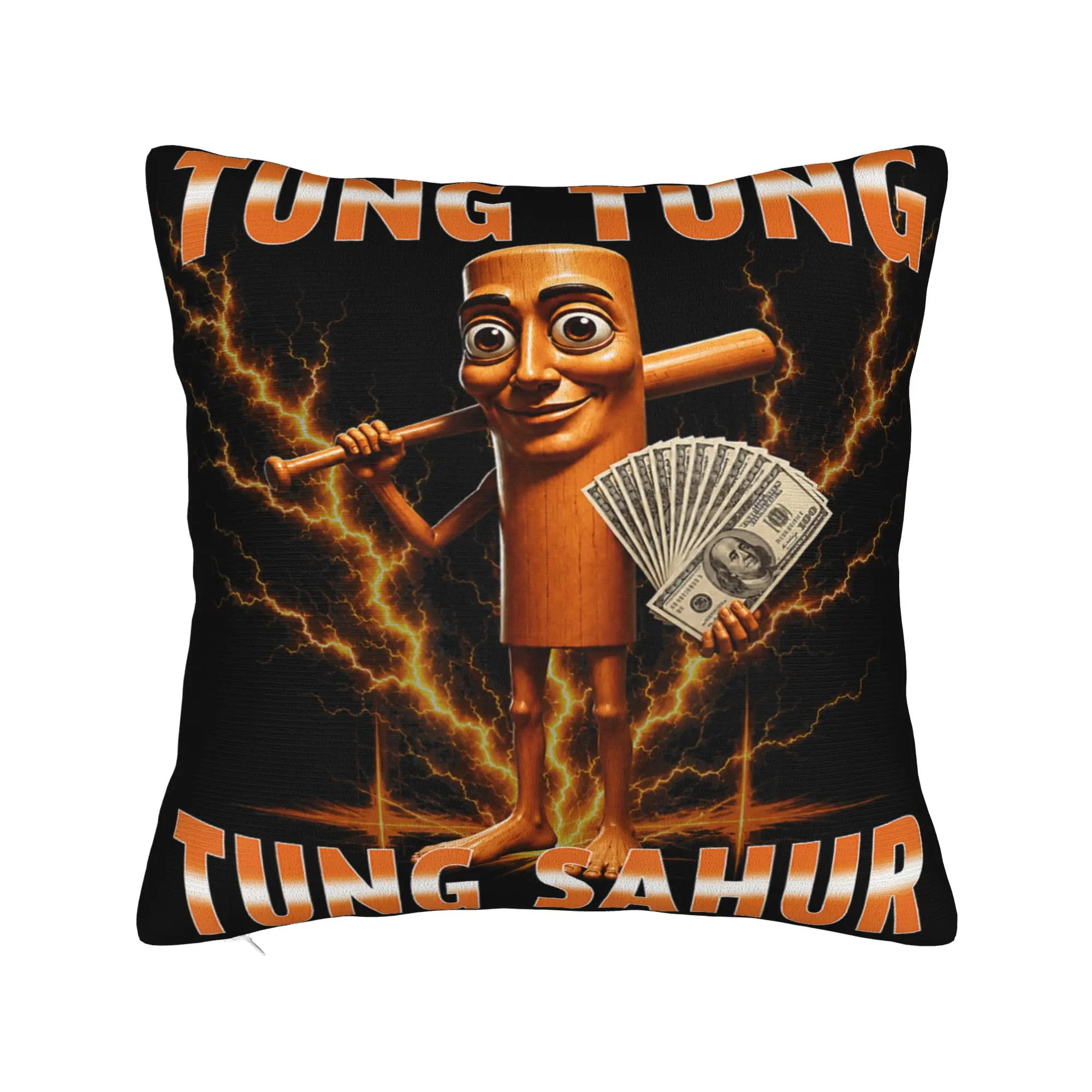 Tung Tung Tung Sahur is Calling Funny Money Meme Pillow Cover Kawaii Pillow Case For Wedding Party Home Decor Cushion Cover